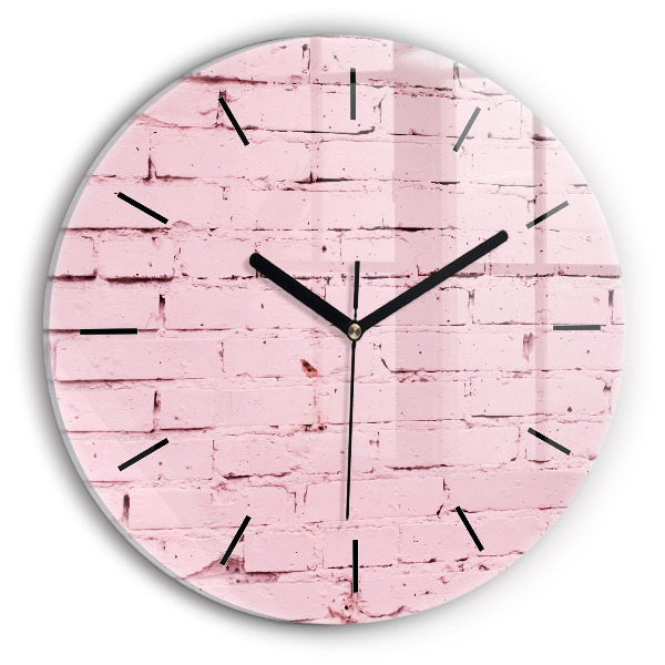 Round glass wall clock Brick wall