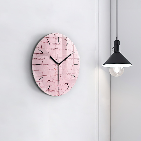 Round glass wall clock Brick wall