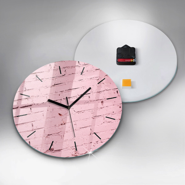 Round glass wall clock Brick wall