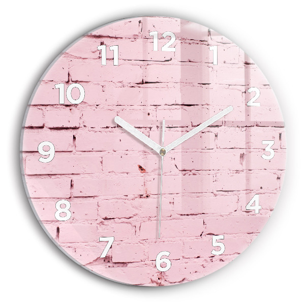 Round glass wall clock Brick wall