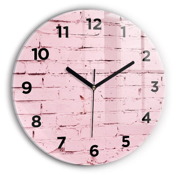 Round glass wall clock Brick wall