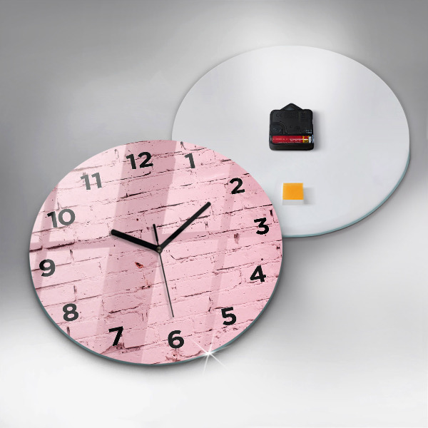 Round glass wall clock Brick wall