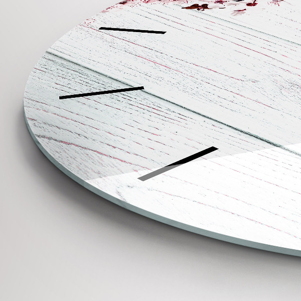 Round glass wall clock Spring flowers