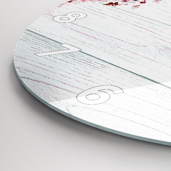 Round glass wall clock Spring flowers