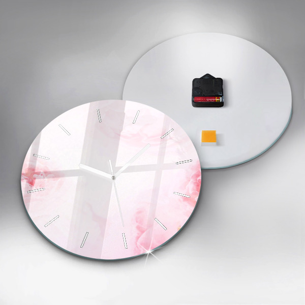 Round glass wall clock Blooming flowers