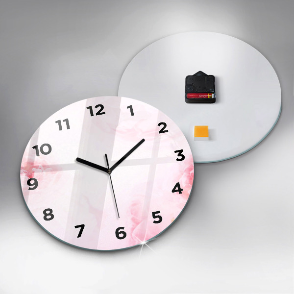 Round glass wall clock Blooming flowers