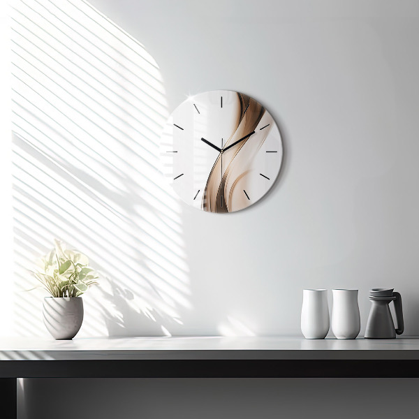 Round glass wall clock Abstraction line