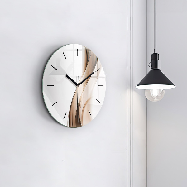 Round glass wall clock Abstraction line
