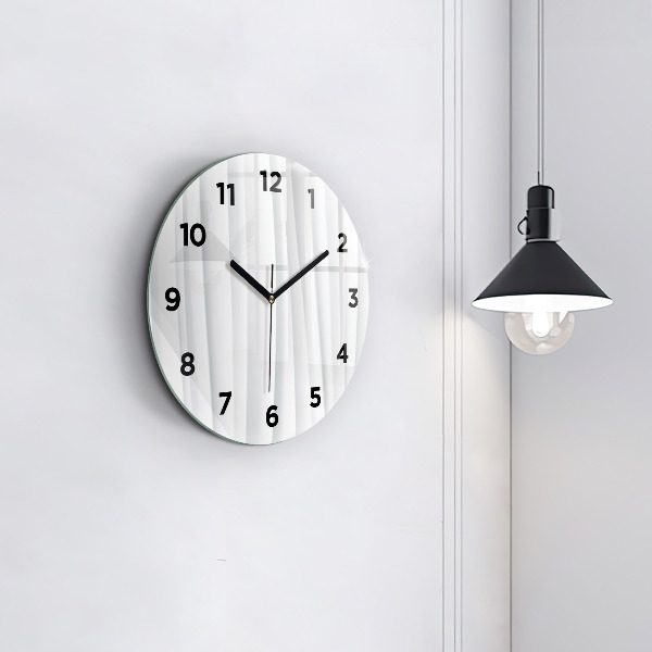 Round glass wall clock Waves texture