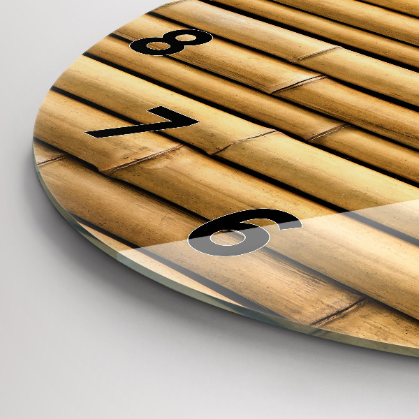 Round glass wall clock Bamboo sticks