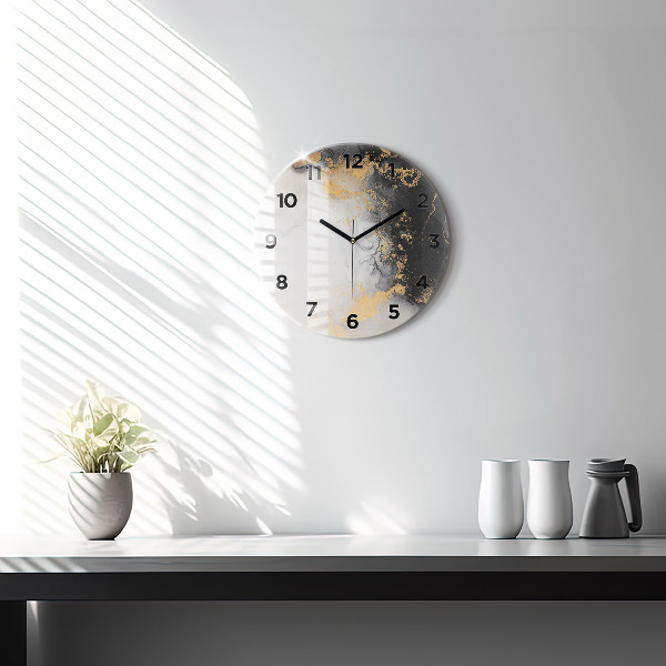 Round glass wall clock Artistic marble