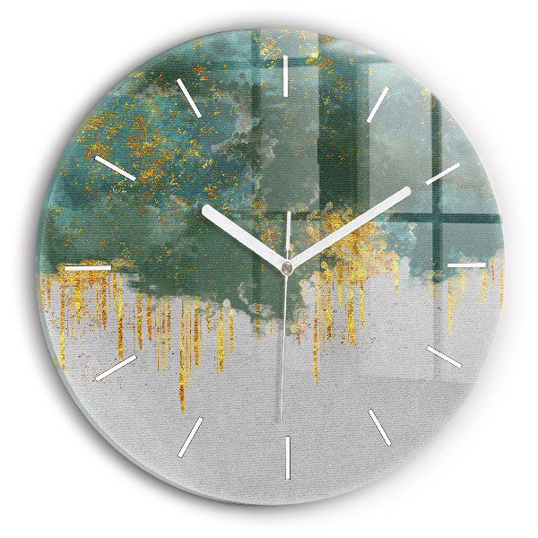 Round glass wall clock Decorative pattern