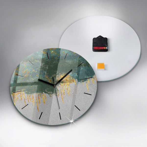 Round glass wall clock Decorative pattern