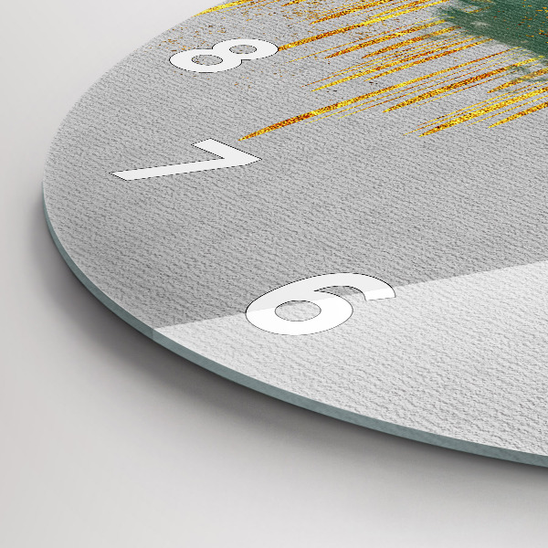 Round glass wall clock Decorative pattern