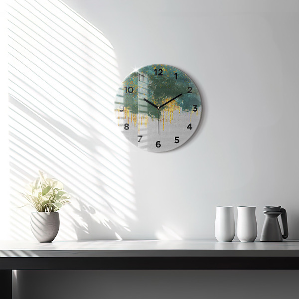Round glass wall clock Decorative pattern