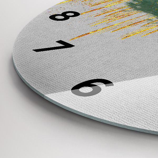 Round glass wall clock Decorative pattern