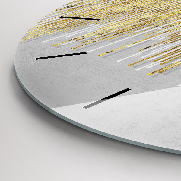 Round glass wall clock Decorative pattern and gold
