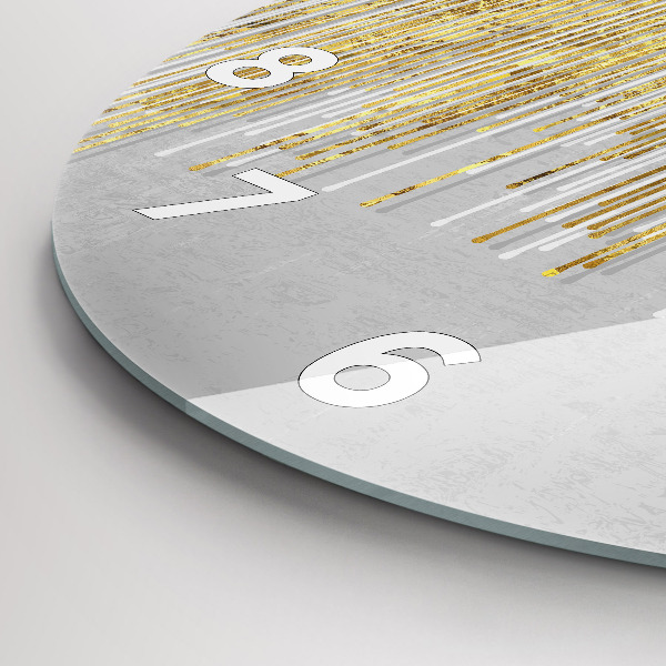 Round glass wall clock Decorative pattern and gold