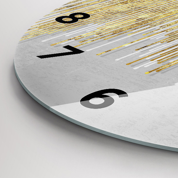 Round glass wall clock Decorative pattern and gold