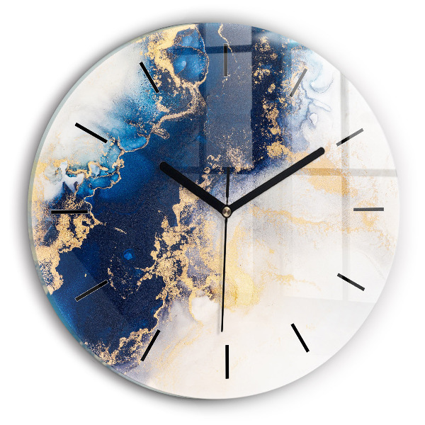 Round glass wall clock Marble pattern
