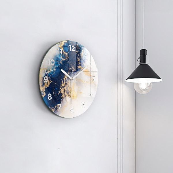 Round glass wall clock Marble pattern