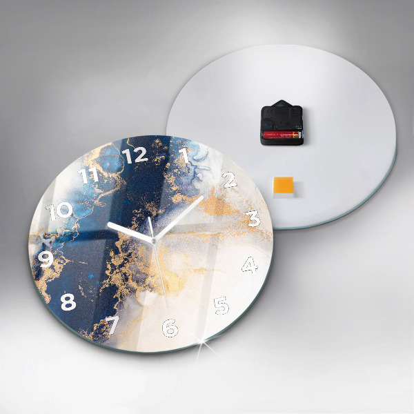 Round glass wall clock Marble pattern