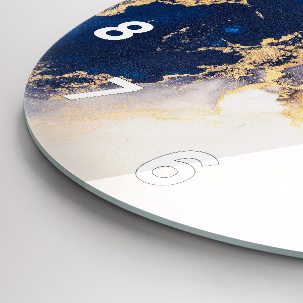 Round glass wall clock Marble pattern