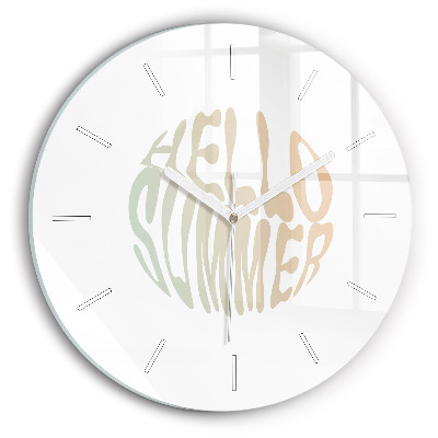 Round glass wall clock Hello Summer!