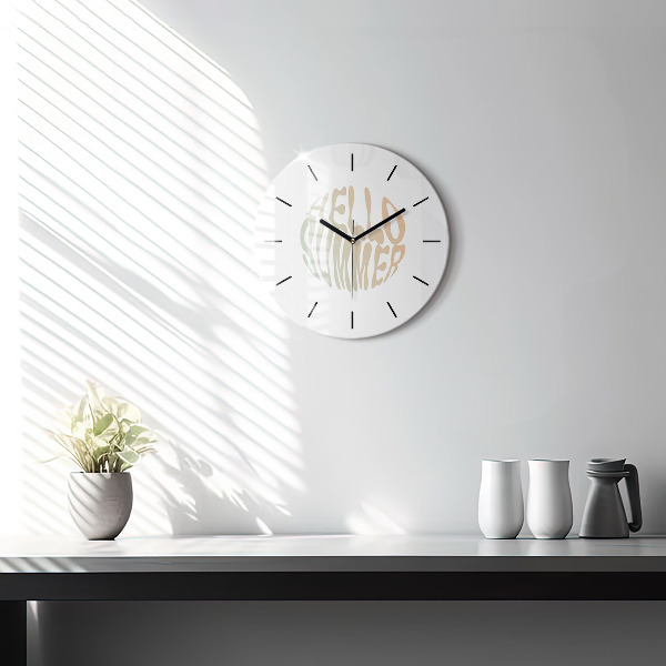 Round glass wall clock Hello Summer!