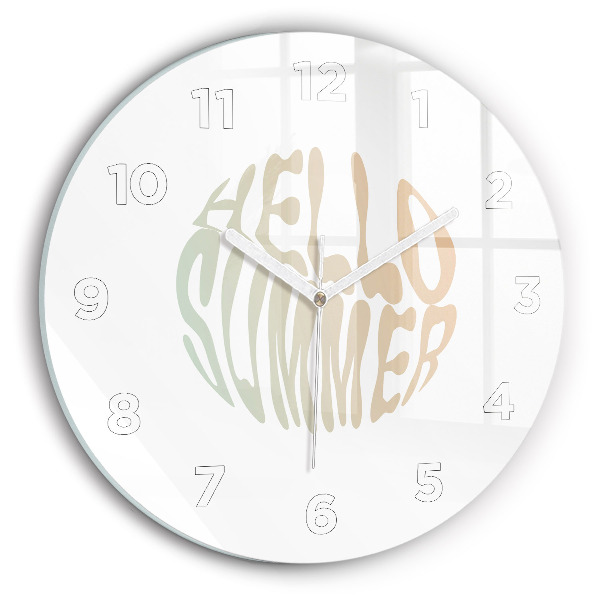 Round glass wall clock Hello Summer!