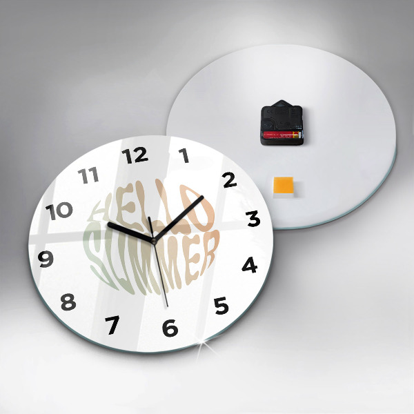 Round glass wall clock Hello Summer!
