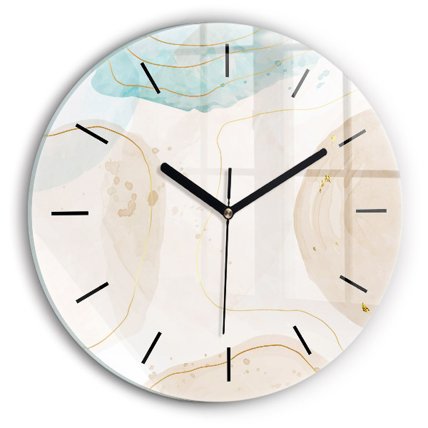 Round glass wall clock Watercolor stains