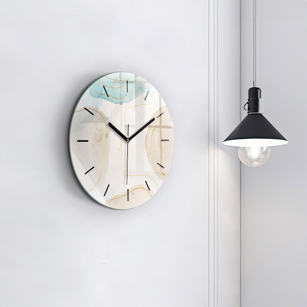 Round glass wall clock Watercolor stains
