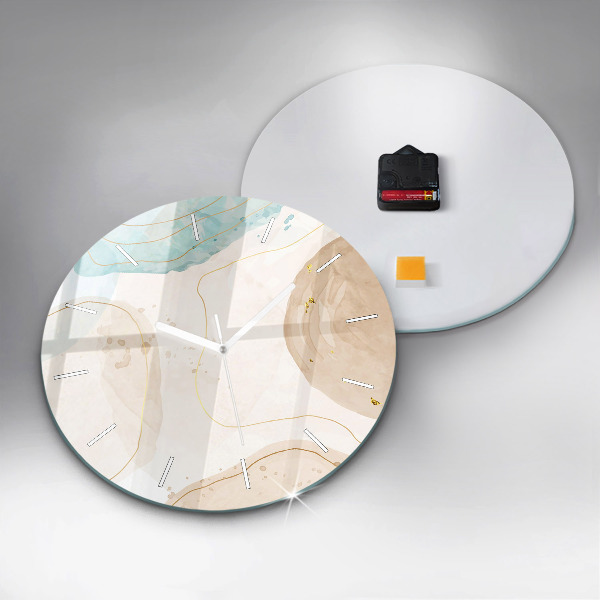 Round glass wall clock Watercolor stains