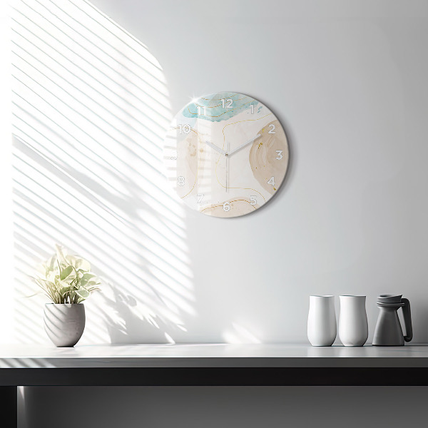 Round glass wall clock Watercolor stains