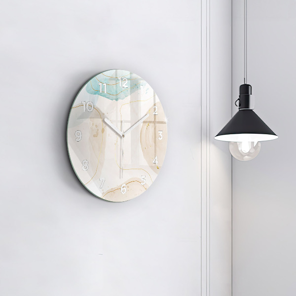 Round glass wall clock Watercolor stains
