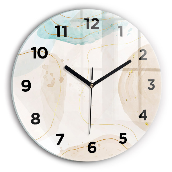 Round glass wall clock Watercolor stains