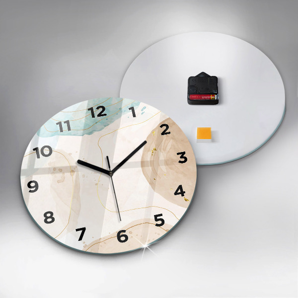 Round glass wall clock Watercolor stains