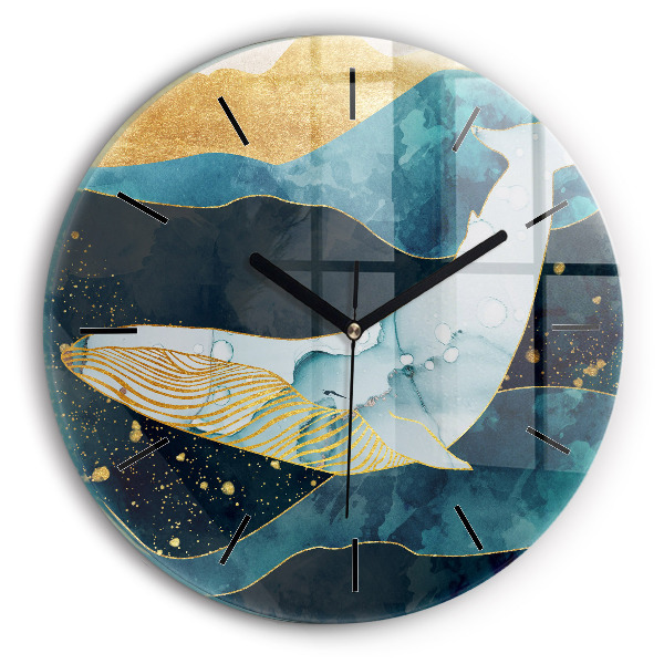 Round glass wall clock Abstract whale