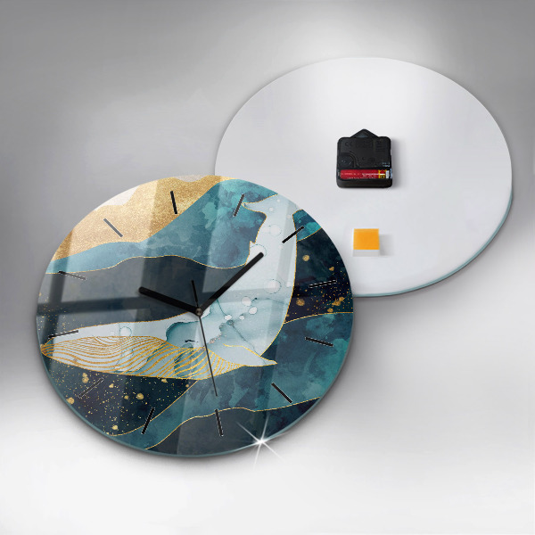 Round glass wall clock Abstract whale