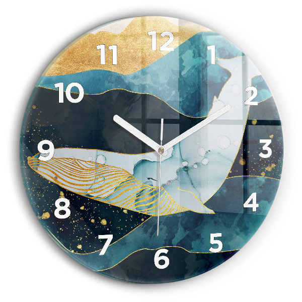 Round glass wall clock Abstract whale