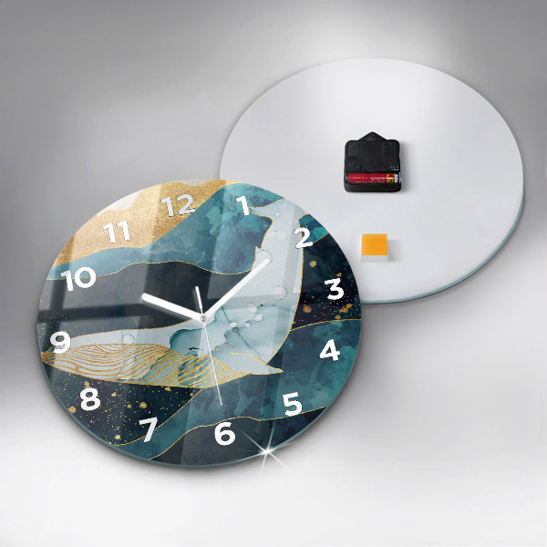 Round glass wall clock Abstract whale