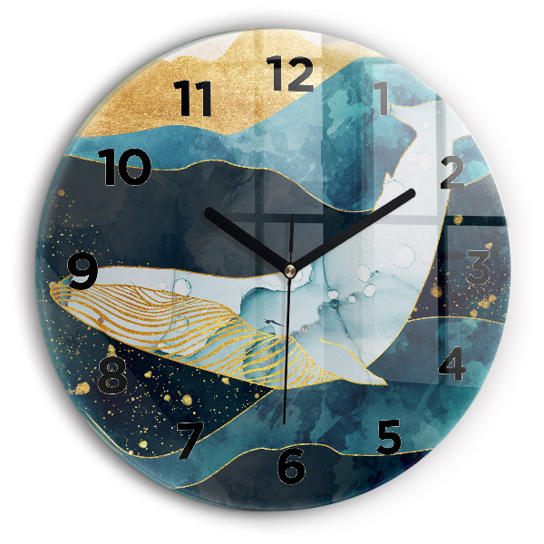 Round glass wall clock Abstract whale