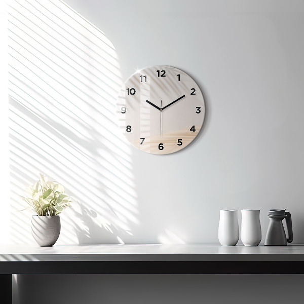 Round glass wall clock Creamy abstraction