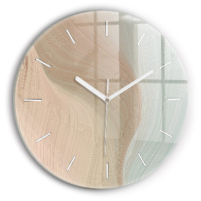 Round glass wall clock Wave abstraction