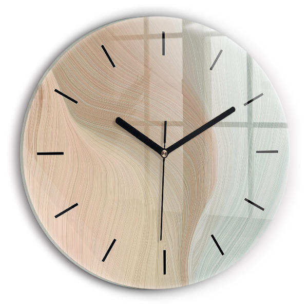 Round glass wall clock Wave abstraction