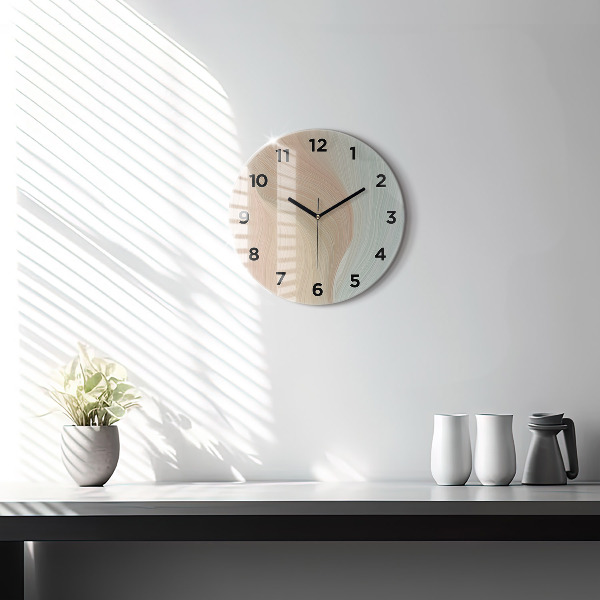 Round glass wall clock Wave abstraction