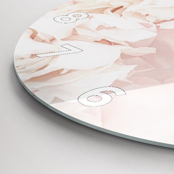 Round glass wall clock Peony flowers