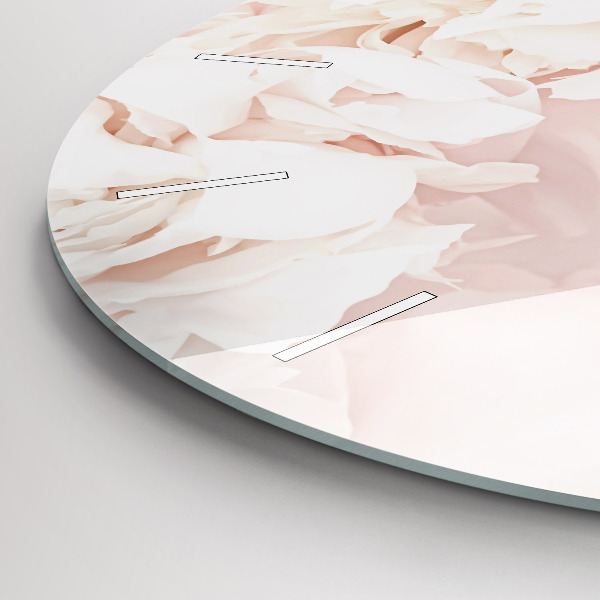 Round glass wall clock Peony flowers