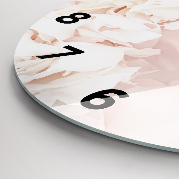 Round glass wall clock Peony flowers